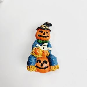 Vintage Fall/Halloween Pumpkin Scarescrow Brooch/Pin